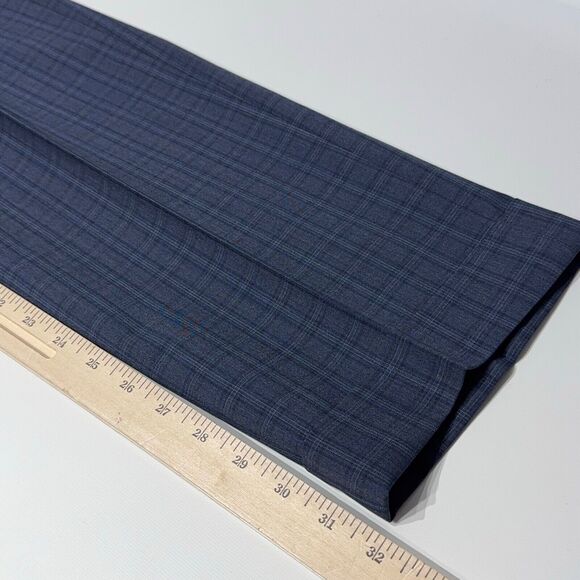 HILTL 100% Italian Wool Flat Front Dress Pants Blue Plaid Cuffed Men Size 36x32 - Picture 11 of 11